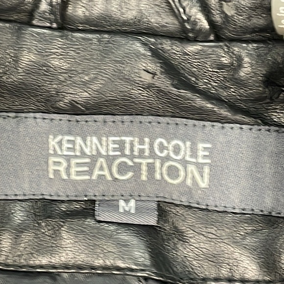 Kenneth Cole Reaction Faux Leather Vegan Moto Biker Jacket Black Sz M - Picture 8 of 14